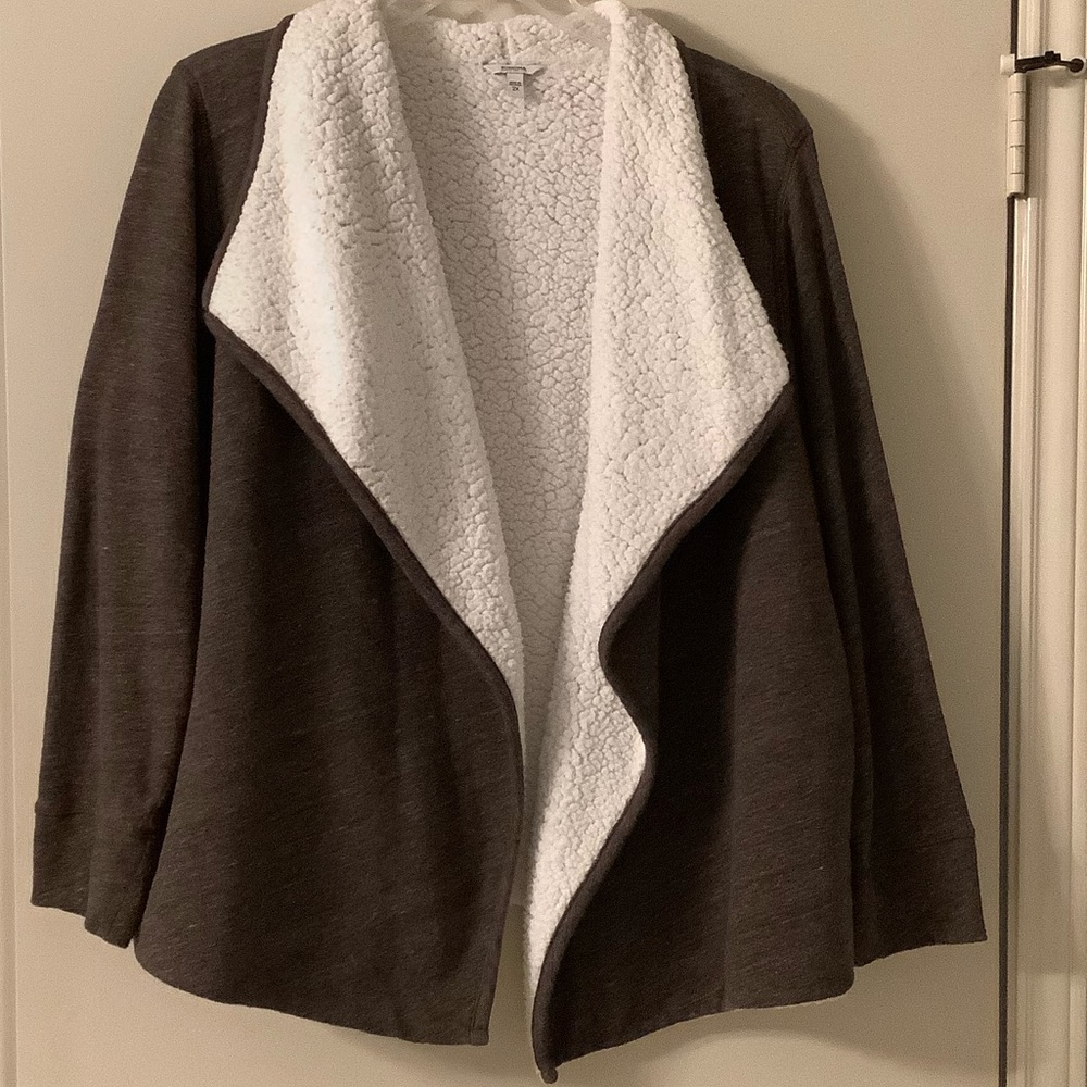 Brown and white Sherpa lined jacket